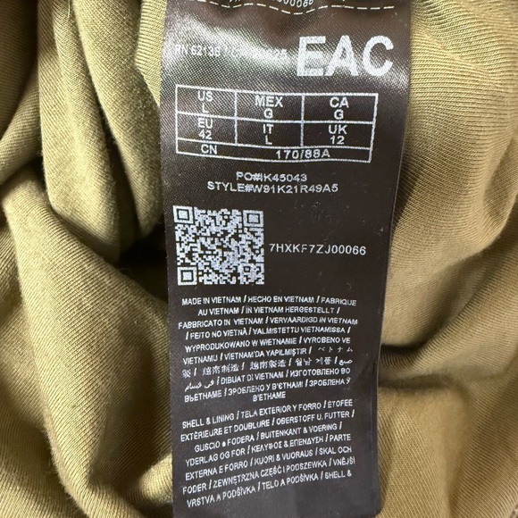 Guess Off Shoulder Dress KeyHole Front Short Sleeve Floral Olive Green Large - Picture 6 of 10